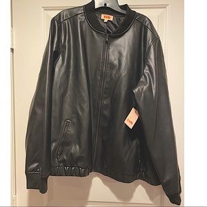 EVRI Womens Plus 3X Faux Leather Bomber Jacket